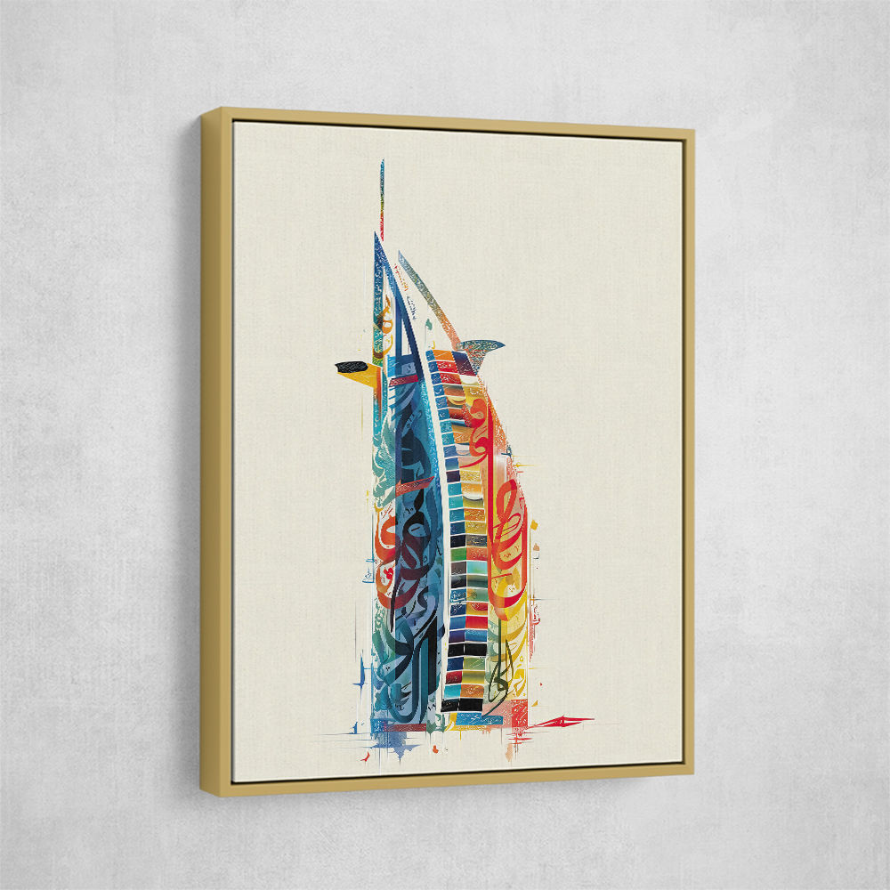 Burj Al Arab In Arabic Calligraphy Style Wall Art 5 Burj Al Arab In Arabic Calligraphy Style Wall Art 5