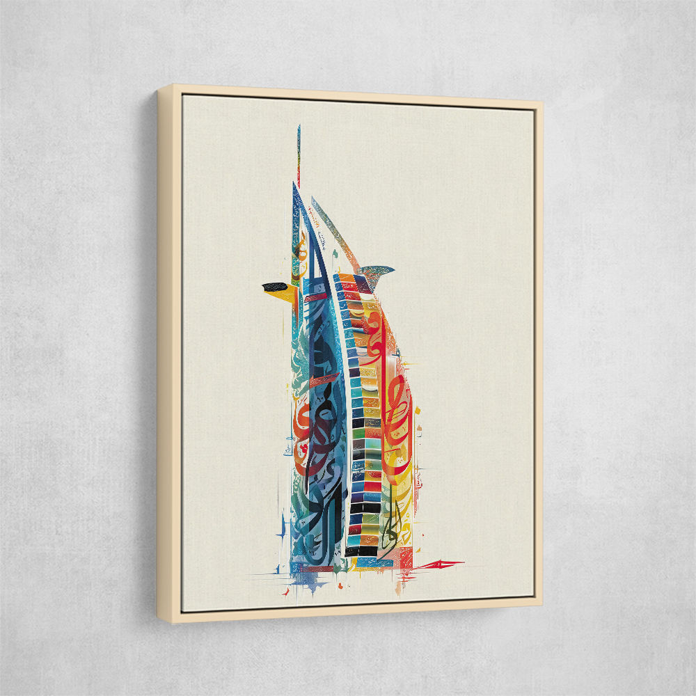 Burj Al Arab In Arabic Calligraphy Style Wall Art 5 Burj Al Arab In Arabic Calligraphy Style Wall Art 5