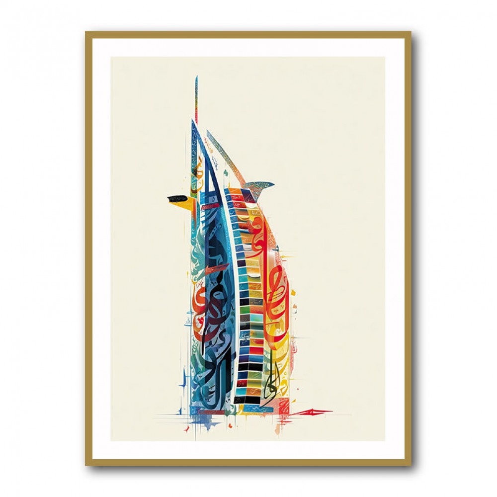 Burj Al Arab In Arabic Calligraphy Style Wall Art 5 Burj Al Arab In Arabic Calligraphy Style Wall Art 5