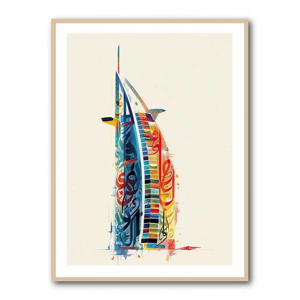 Burj Al Arab In Arabic Calligraphy Style Wall Art 5 Burj Al Arab In Arabic Calligraphy Style Wall Art 5