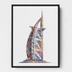 Choose Product Type:: Framed Canvas Burj Al Arab In Arabic Calligraphy Style art