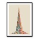 Burj Khalifa in Arabic Calligraphy Style Wall Art 3