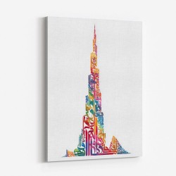 Burj Khalifa in Arabic calligraphy art white 1