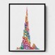 Burj Khalifa in Arabic calligraphy art white 1