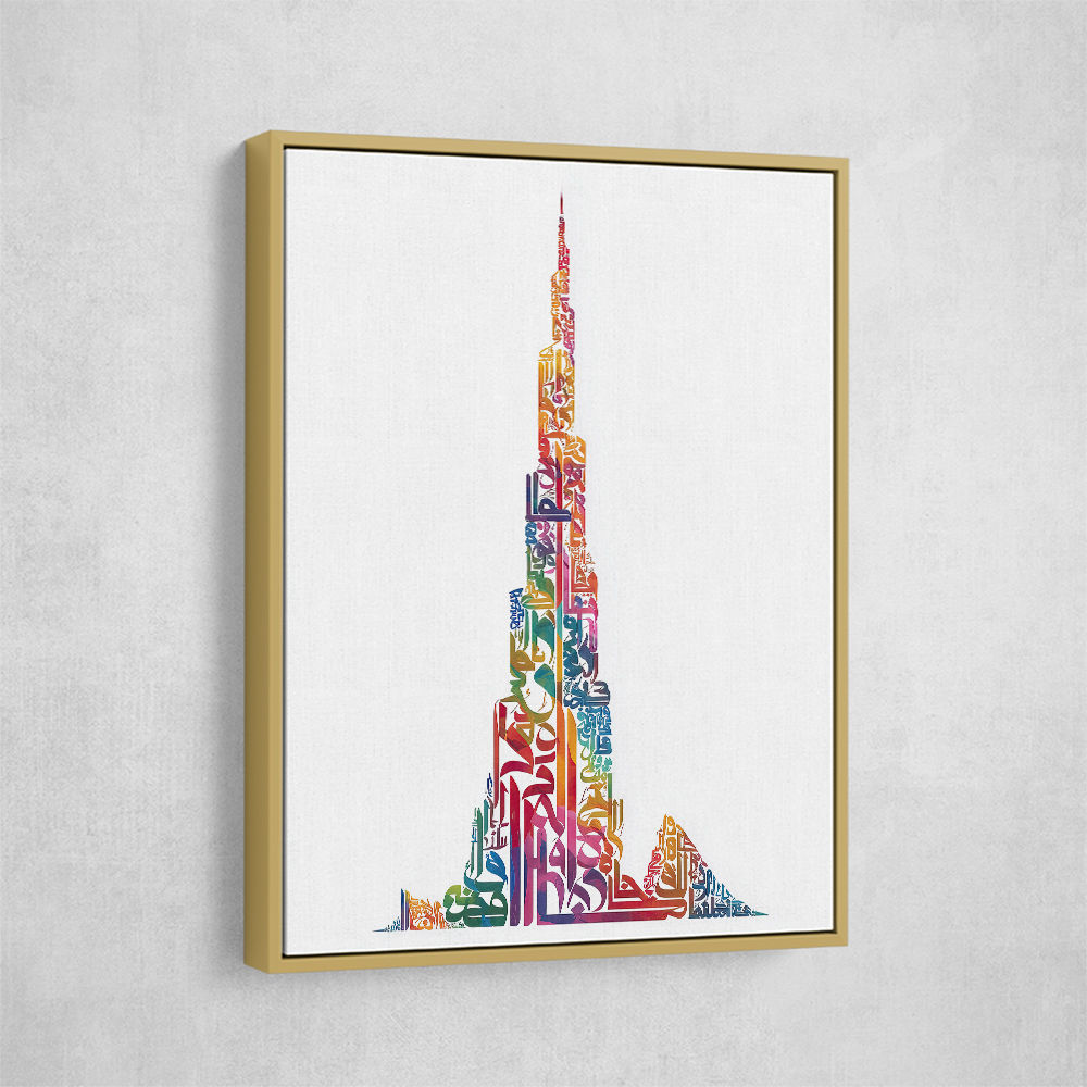 Burj Khalifa in Arabic calligraphy art white 1