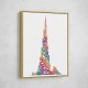 Burj Khalifa in Arabic calligraphy art white 1