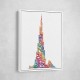 Burj Khalifa in Arabic calligraphy art white 1