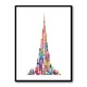 Burj Khalifa in Arabic calligraphy art white 1