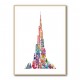 Burj Khalifa in Arabic calligraphy art white 1