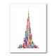 Burj Khalifa in Arabic calligraphy art white 1
