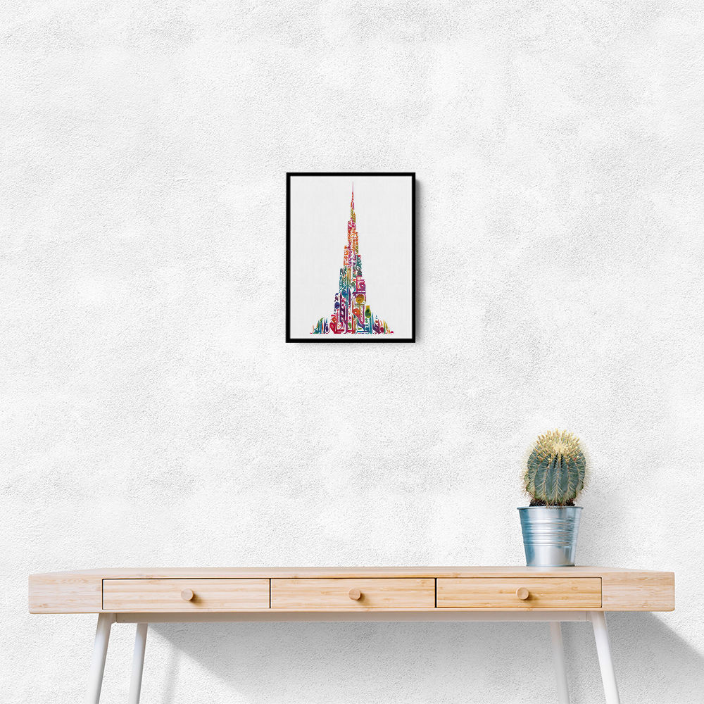 Burj Khalifa in Arabic Calligraphy Art white Burj Khalifa in Arabic Calligraphy Art white