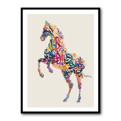 Colourful calligraphy Horse Wall Art