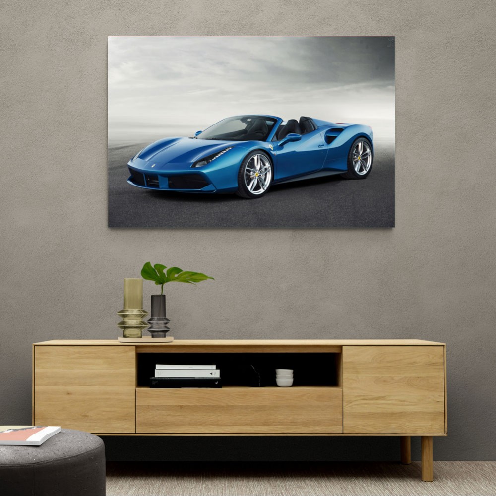 Ferrari 488 Spider in Blue Wall Art