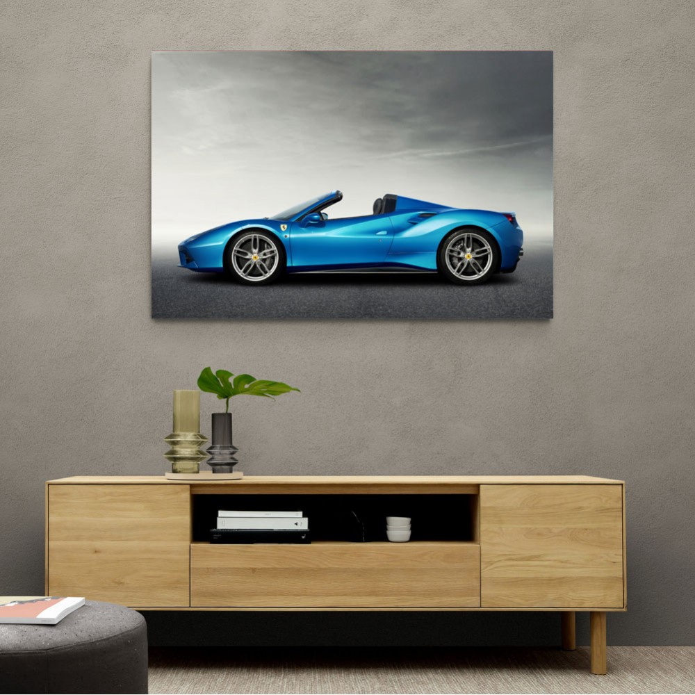 Ferrari 488 Spider in Blue 3 Wall Art