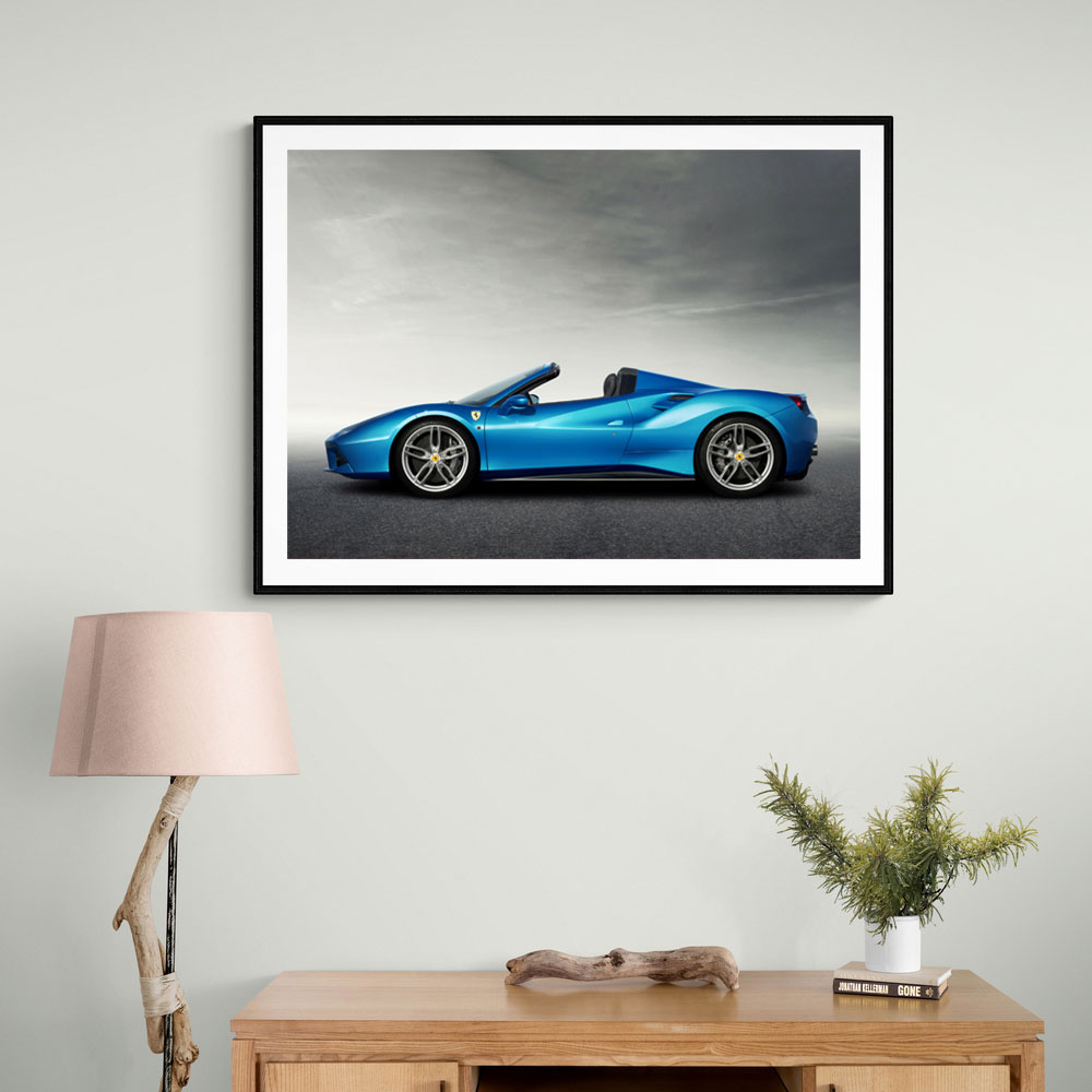 Ferrari 488 Spider in Blue 3 Wall Art
