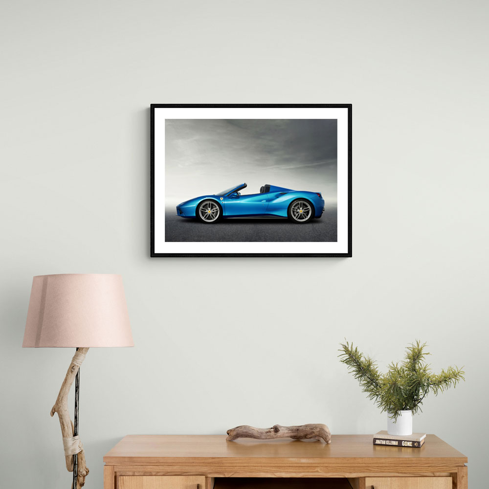 Ferrari 488 Spider in Blue 3 Wall Art