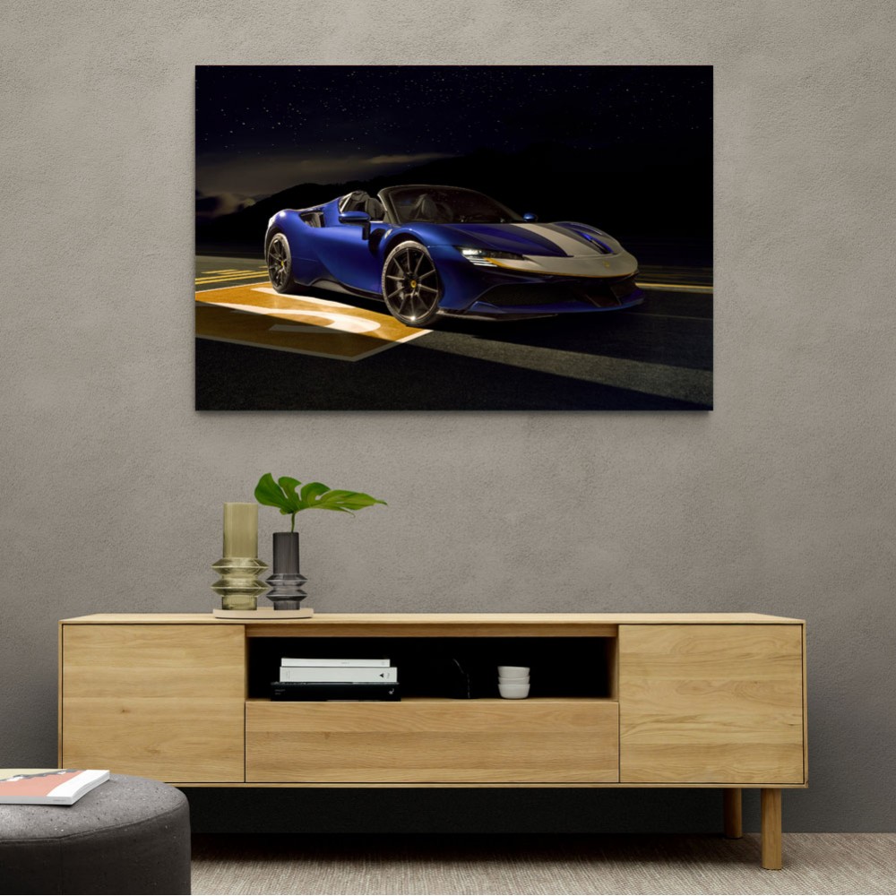 Ferrari SF90 Spider Blue 2 Wall Art