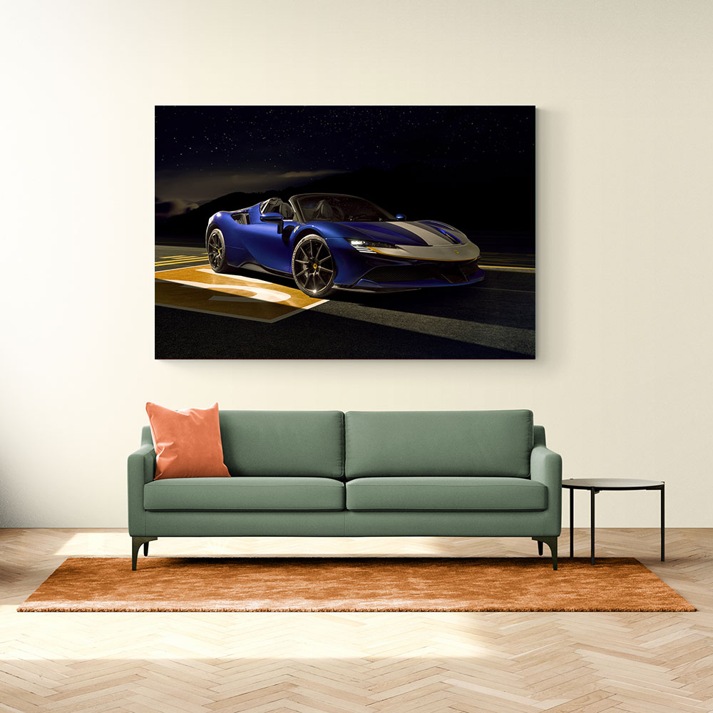 Ferrari SF90 Spider Blue 2 Wall Art