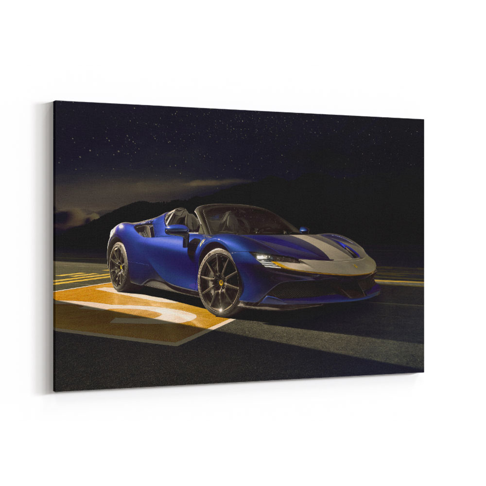 Ferrari SF90 Spider Blue 2 Wall Art
