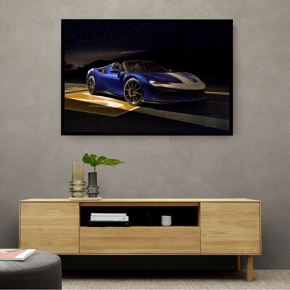 Ferrari SF90 Spider Blue 2 Wall Art