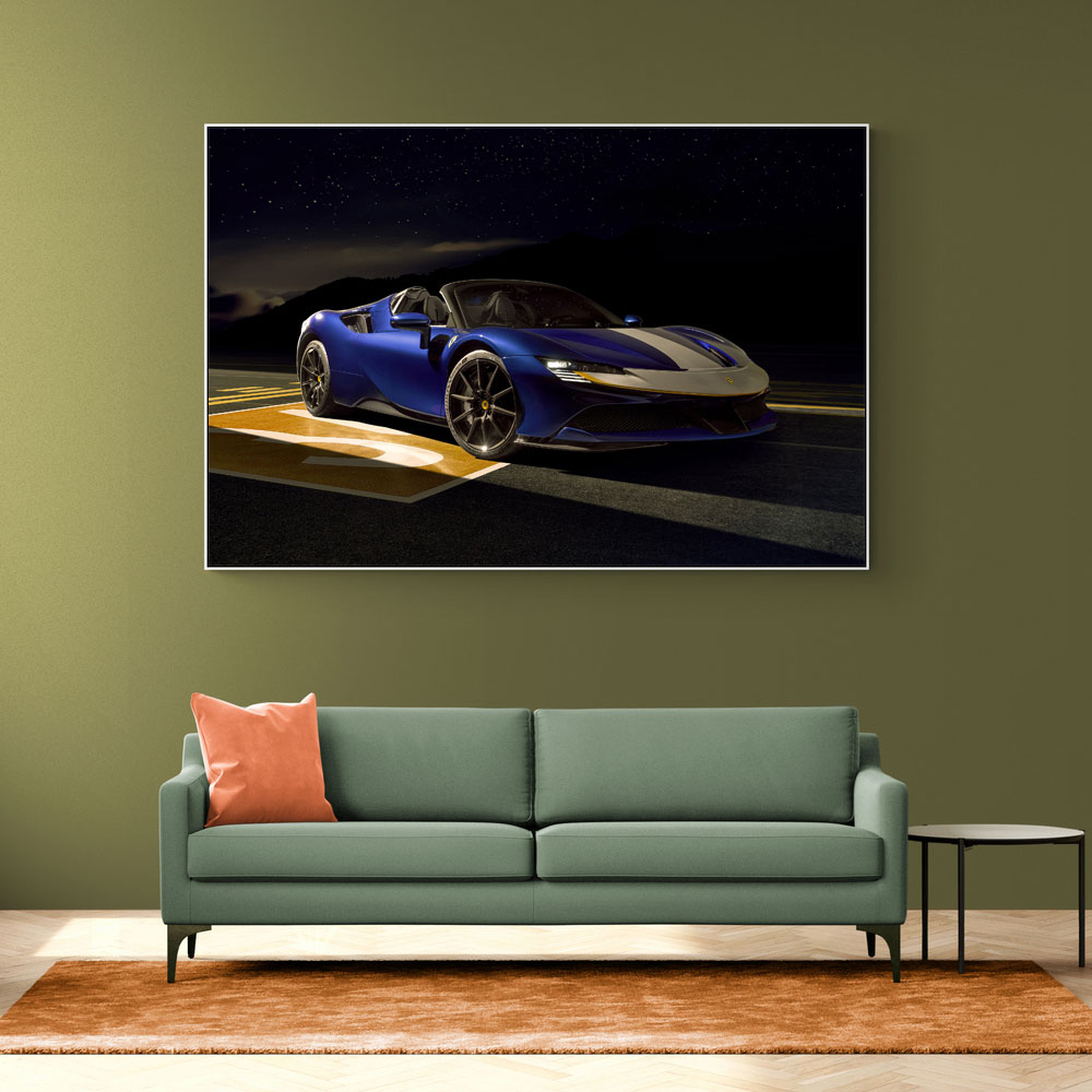 Ferrari SF90 Spider Blue 2 Wall Art