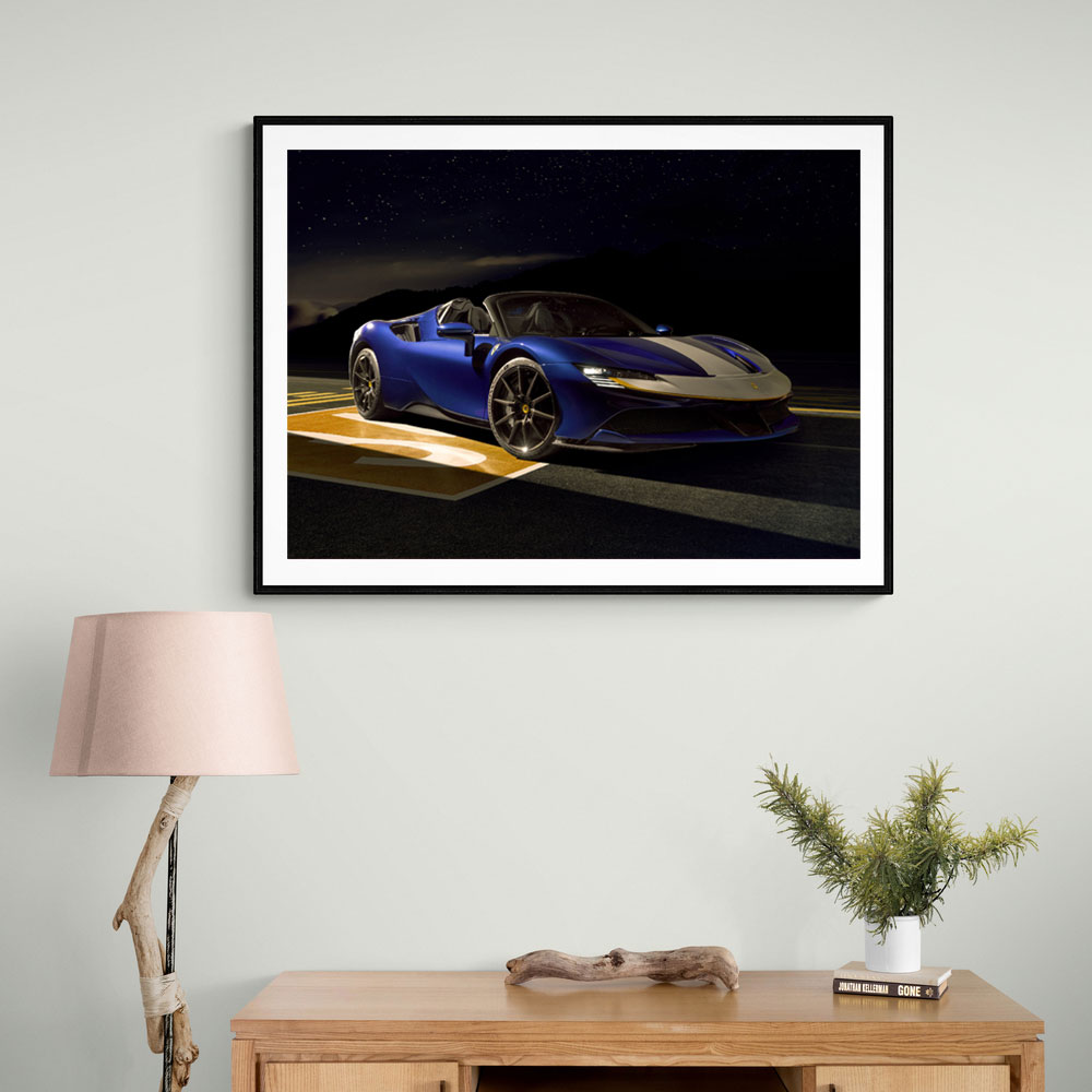 Ferrari SF90 Spider Blue 2 Wall Art