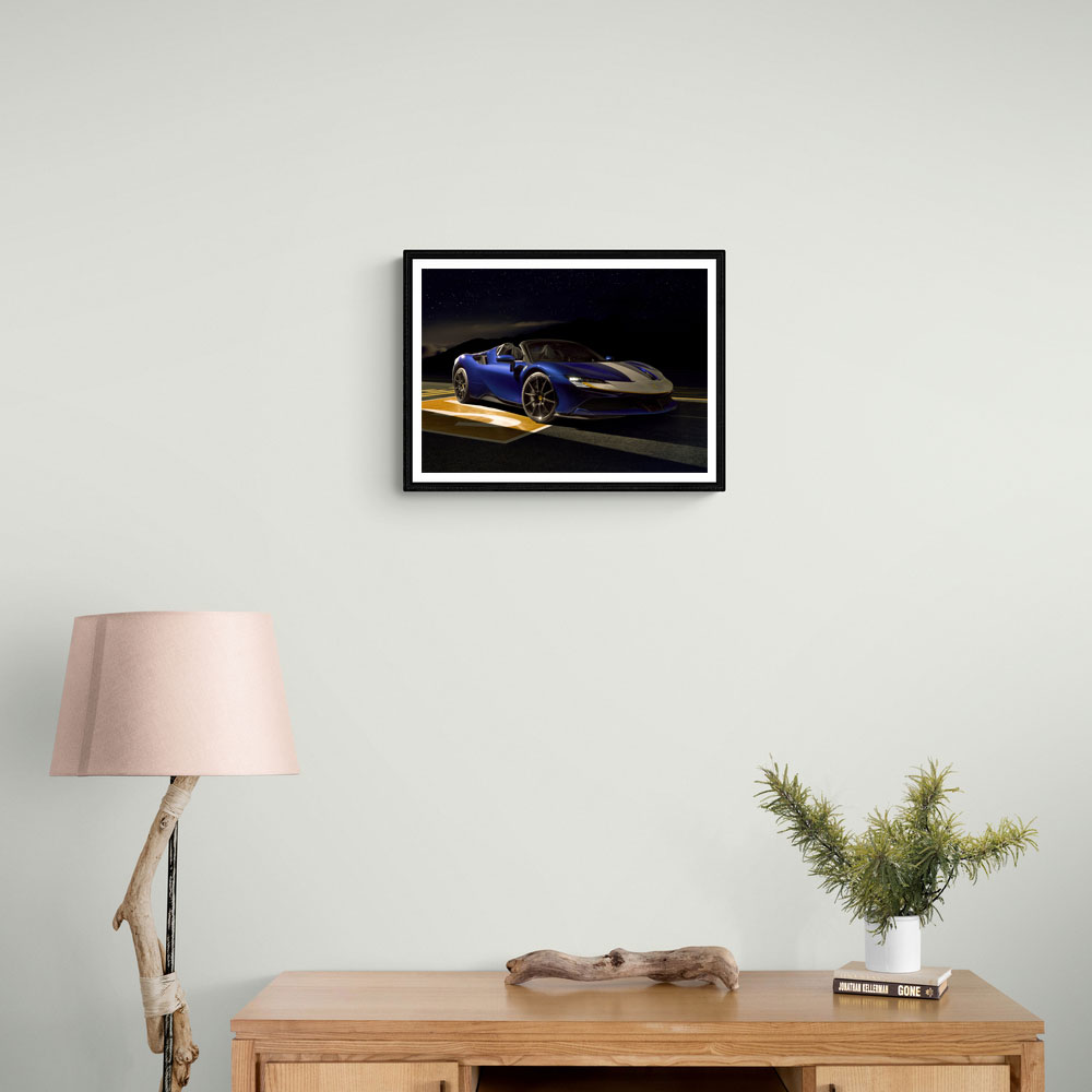 Ferrari SF90 Spider Blue 2 Wall Art