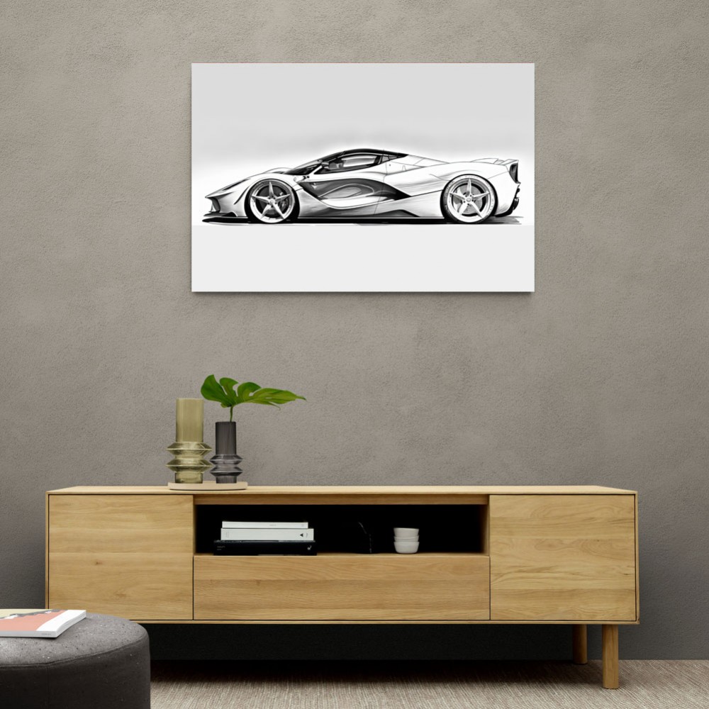 La Ferrari White Sketch Wall Art