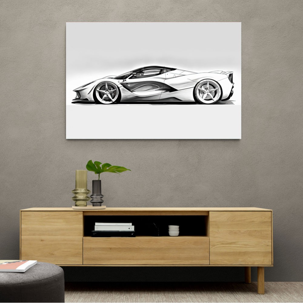 La Ferrari White Sketch Wall Art