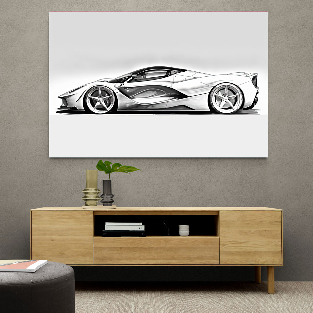 La Ferrari White Sketch Wall Art