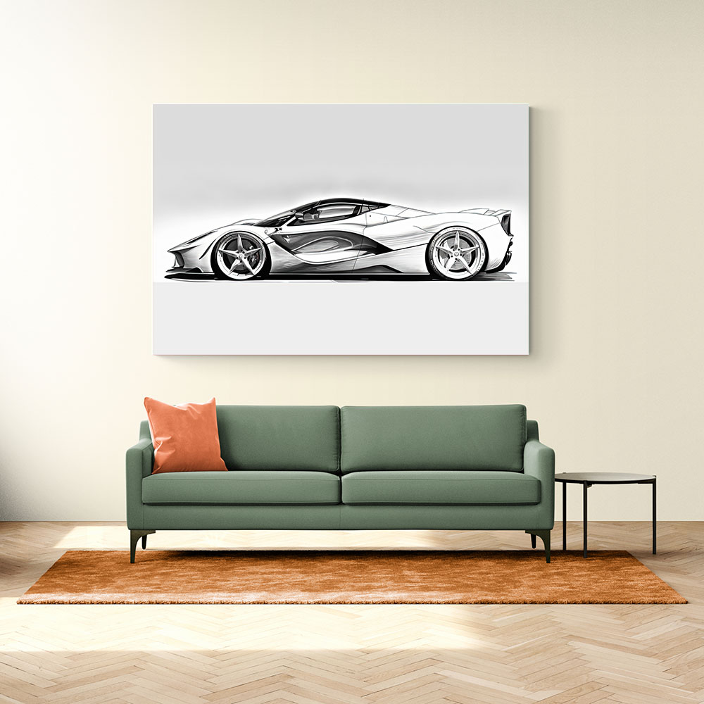 La Ferrari White Sketch Wall Art