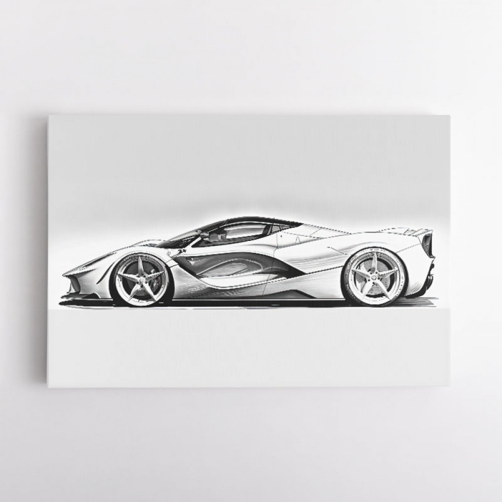 La Ferrari White Sketch Wall Art