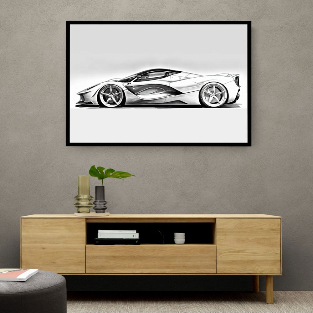 La Ferrari White Sketch Wall Art