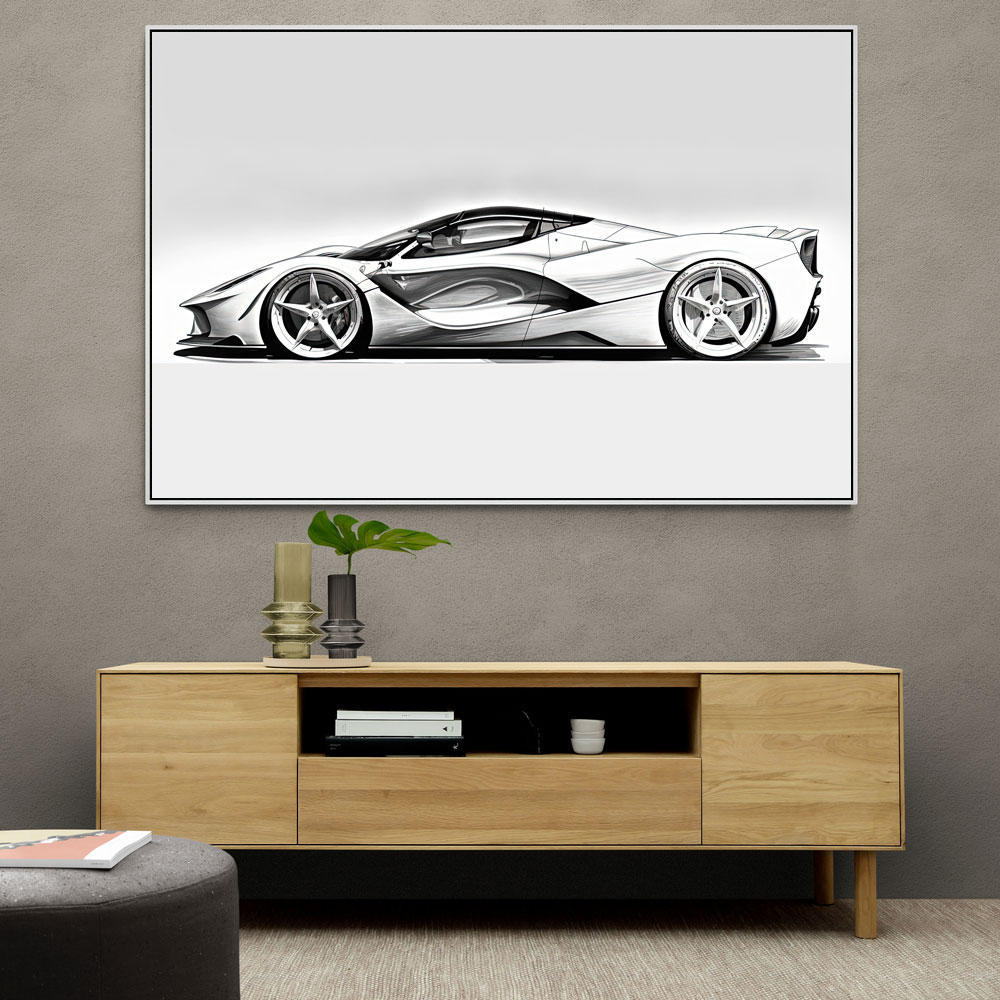 La Ferrari White Sketch Wall Art