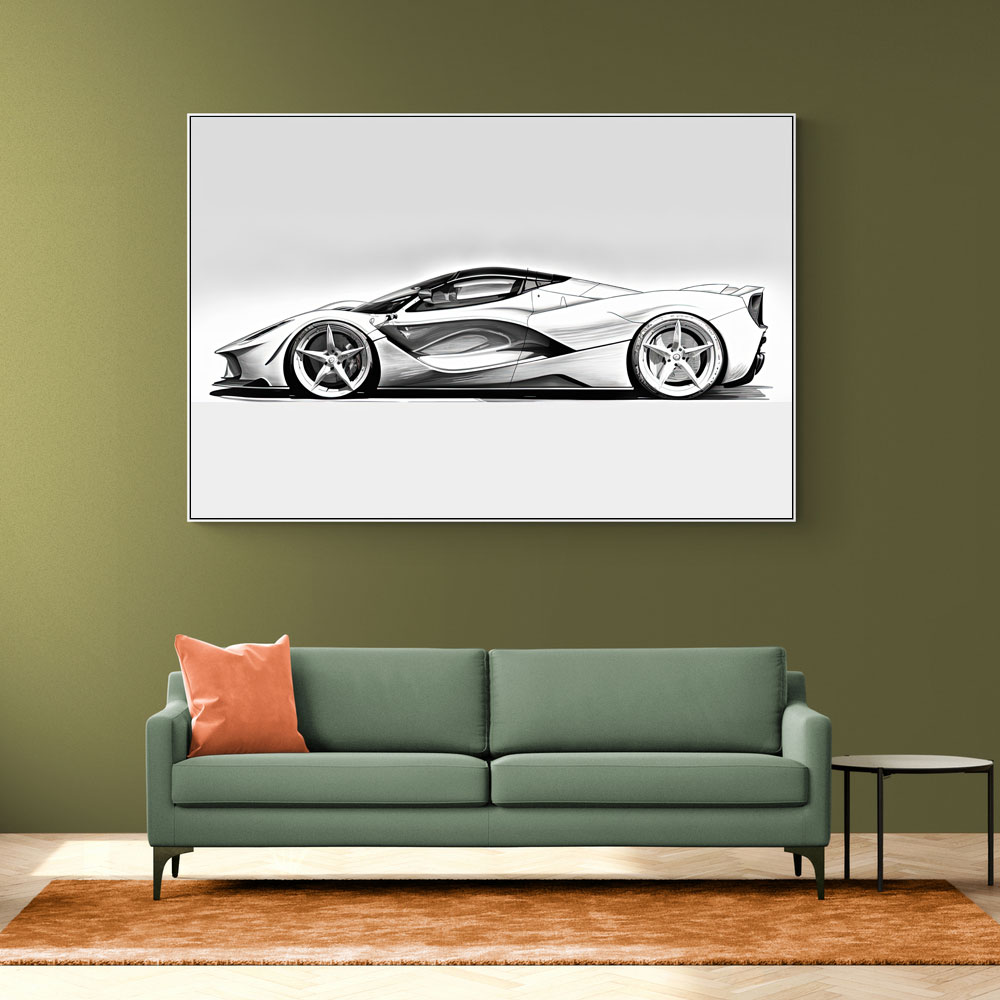 La Ferrari White Sketch Wall Art