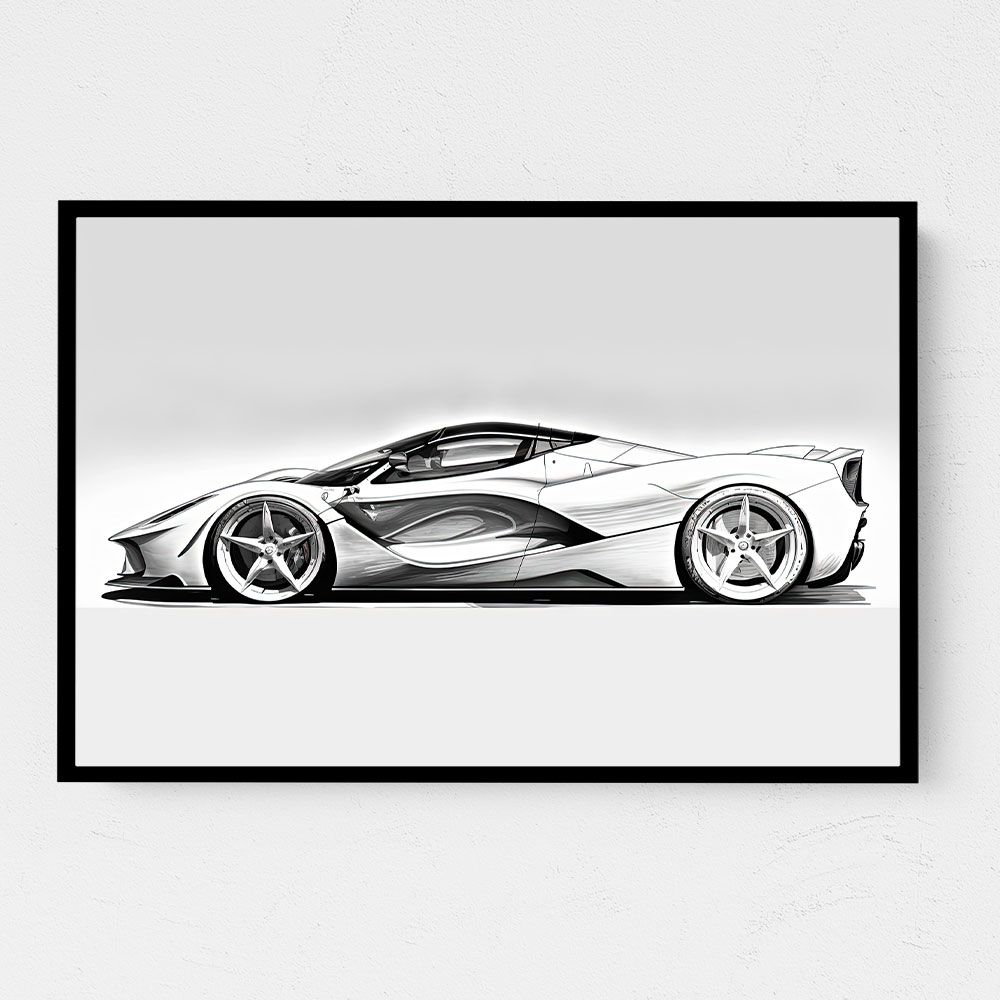 La Ferrari White Sketch Wall Art