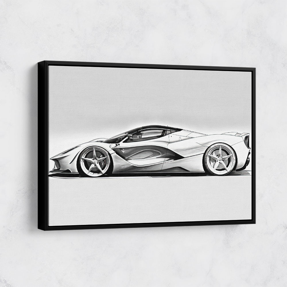 La Ferrari White Sketch Wall Art