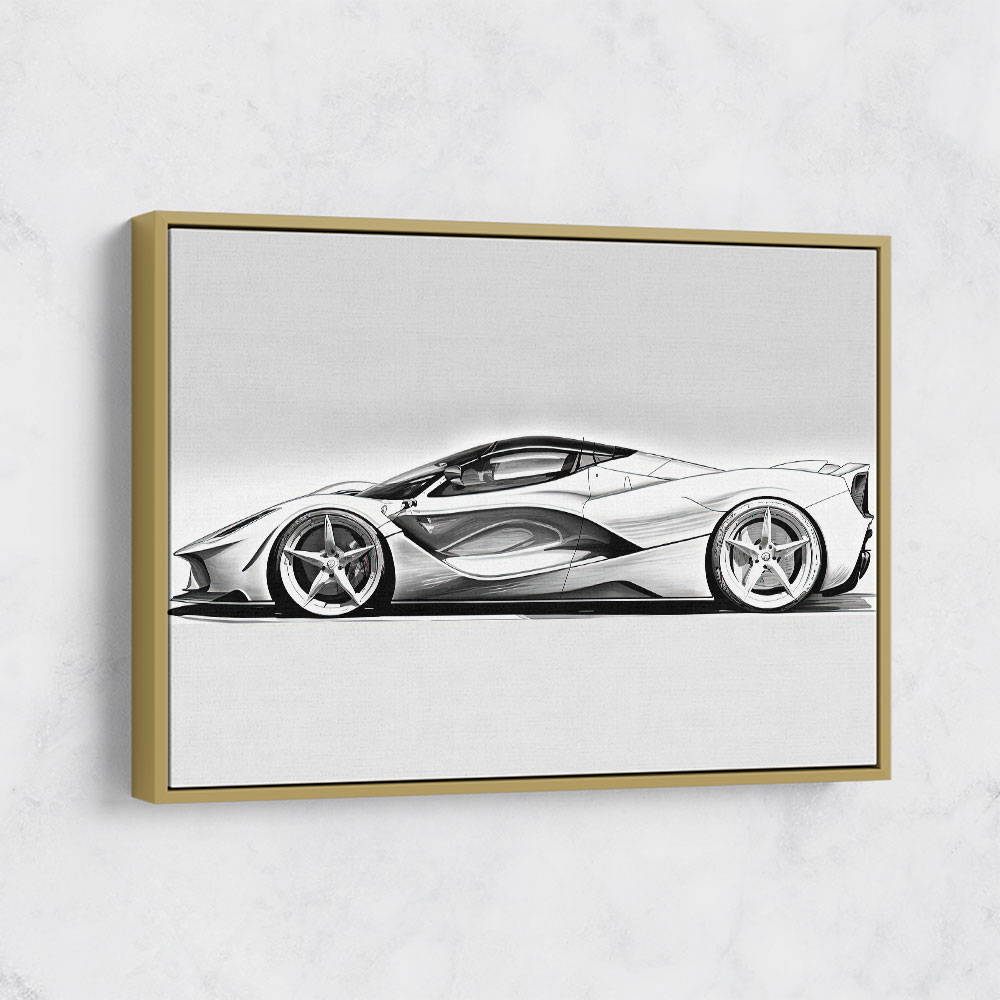 La Ferrari White Sketch Wall Art