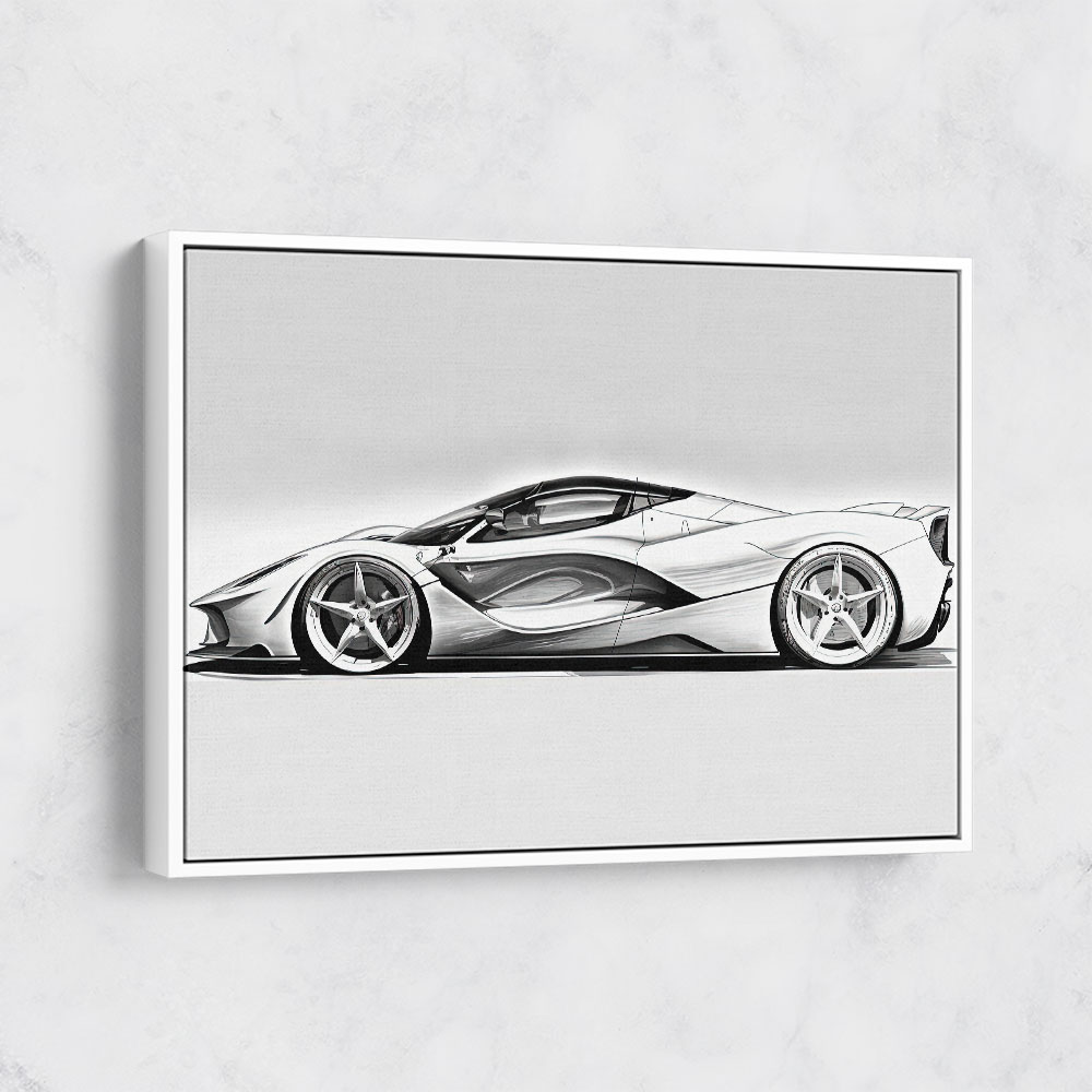 La Ferrari White Sketch Wall Art