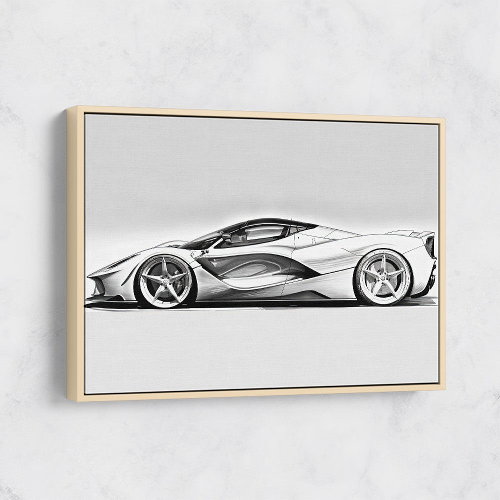 La Ferrari White Sketch Wall Art