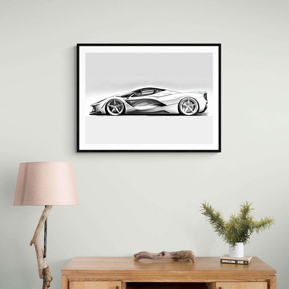 La Ferrari White Sketch Wall Art