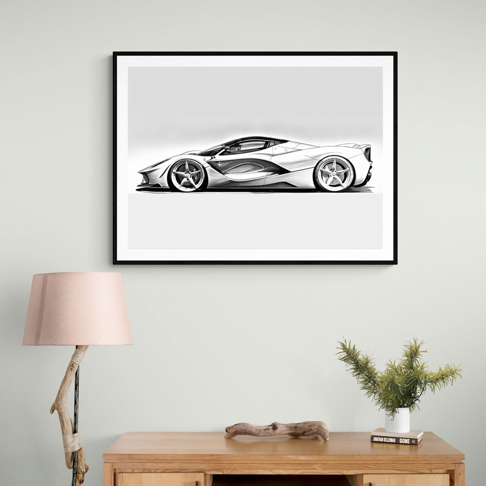 La Ferrari White Sketch Wall Art