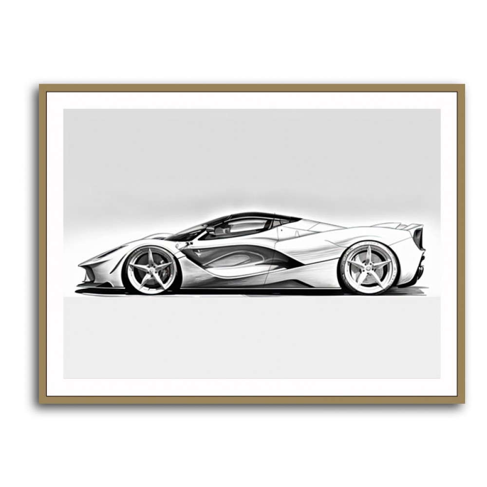 La Ferrari White Sketch Wall Art