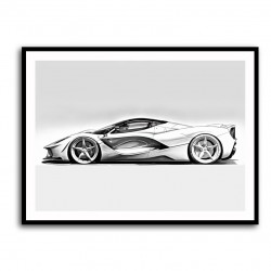 La Ferrari White Sketch Wall Art