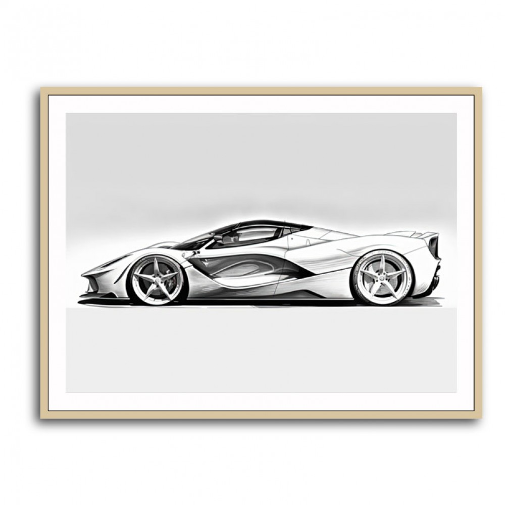 La Ferrari White Sketch Wall Art