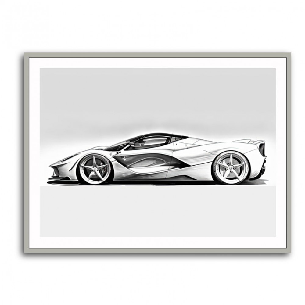 La Ferrari White Sketch Wall Art