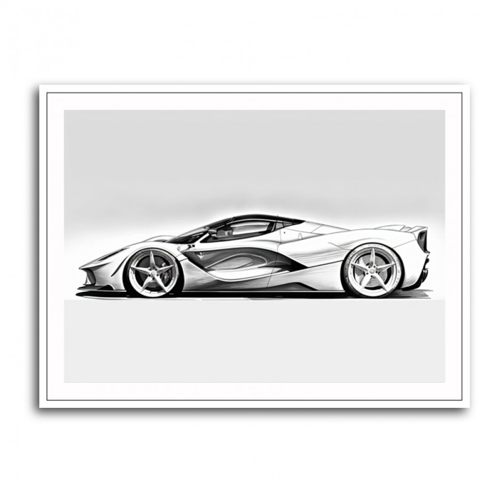 La Ferrari White Sketch Wall Art