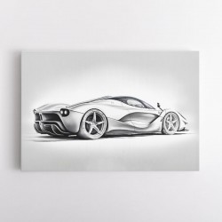 La Ferrari Silver Sketch Wall Art