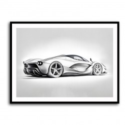 La Ferrari Silver Sketch Wall Art