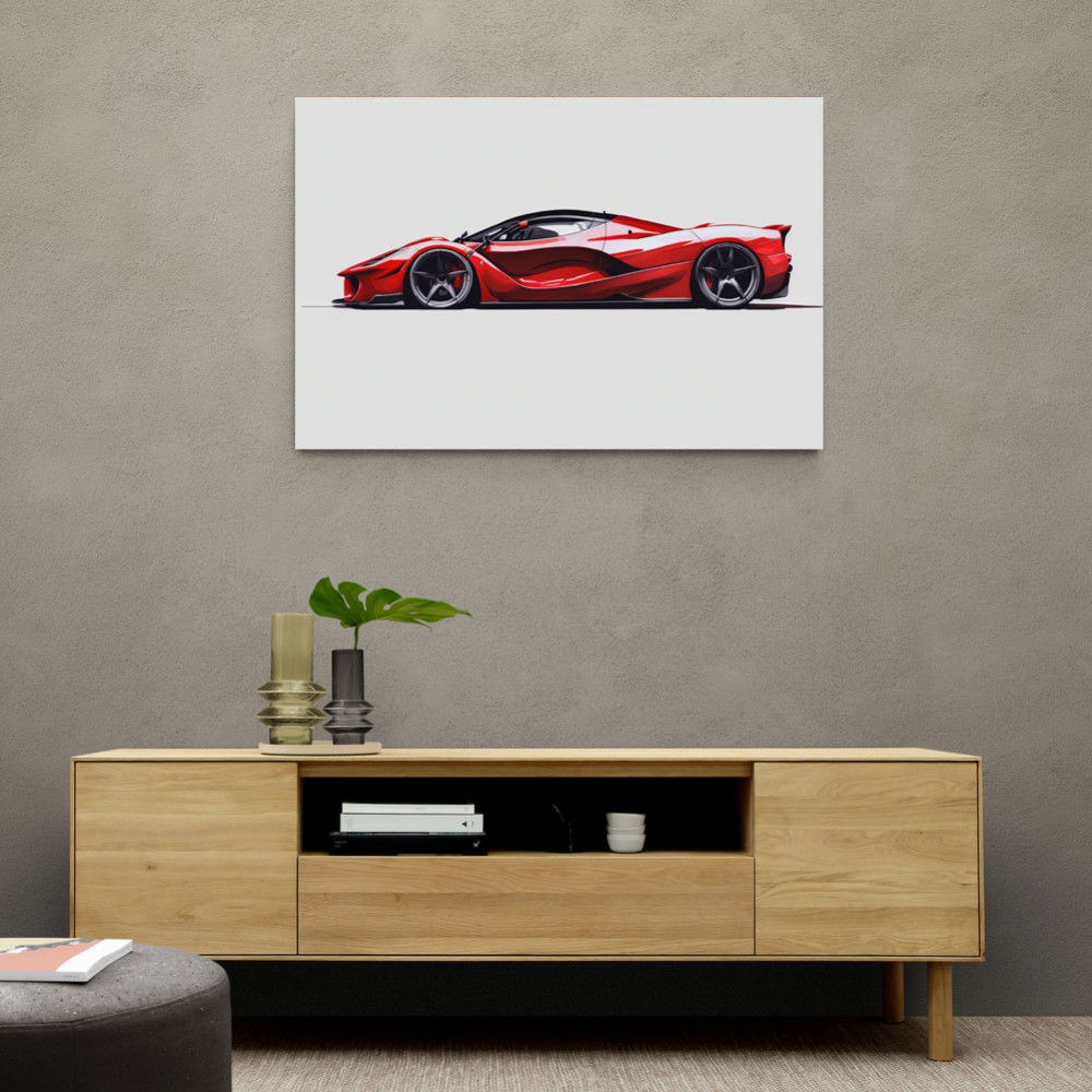 La Ferrari Red Sketch Wall Art